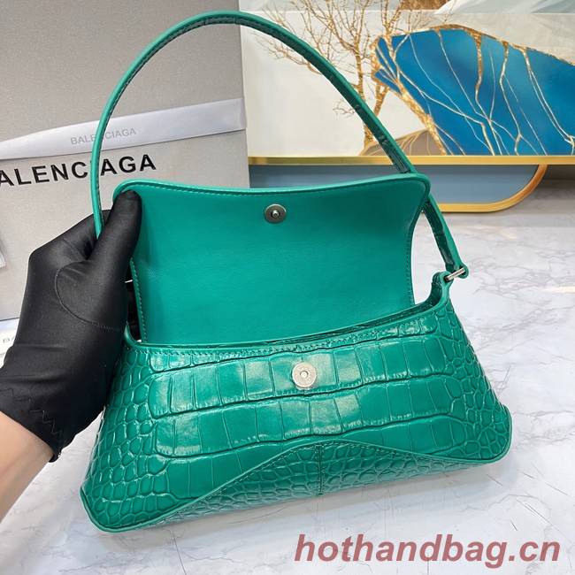 Balenciaga LINDSAY CROCODILE EMBOSSED SMALL SHOULDER BAG WITH STRAP 6009 green