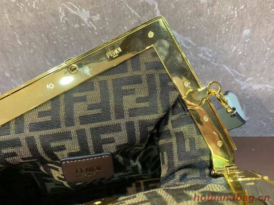 FENDI FIRST MEDIUM Mint leather interlace bag 8BP127AB green