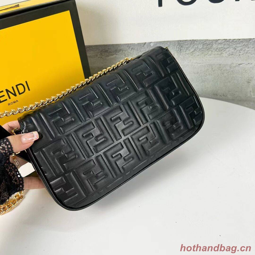 Fendi Baguette nappa leather bag F0881 Black