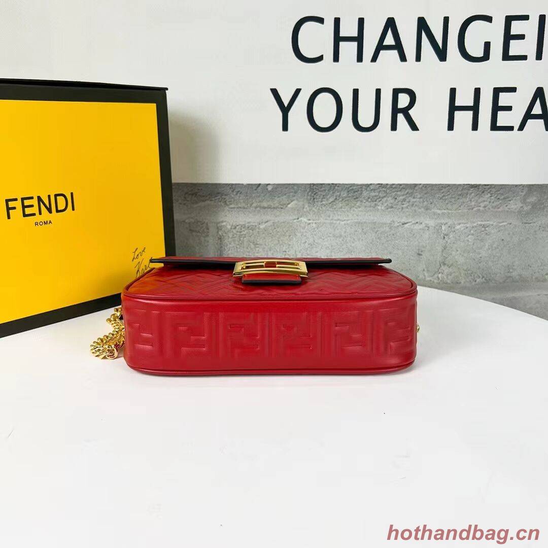 Fendi Baguette nappa leather bag F0881 red