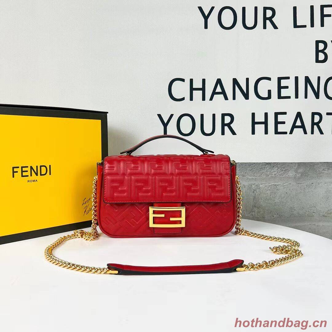 Fendi Baguette nappa leather bag F0881 red