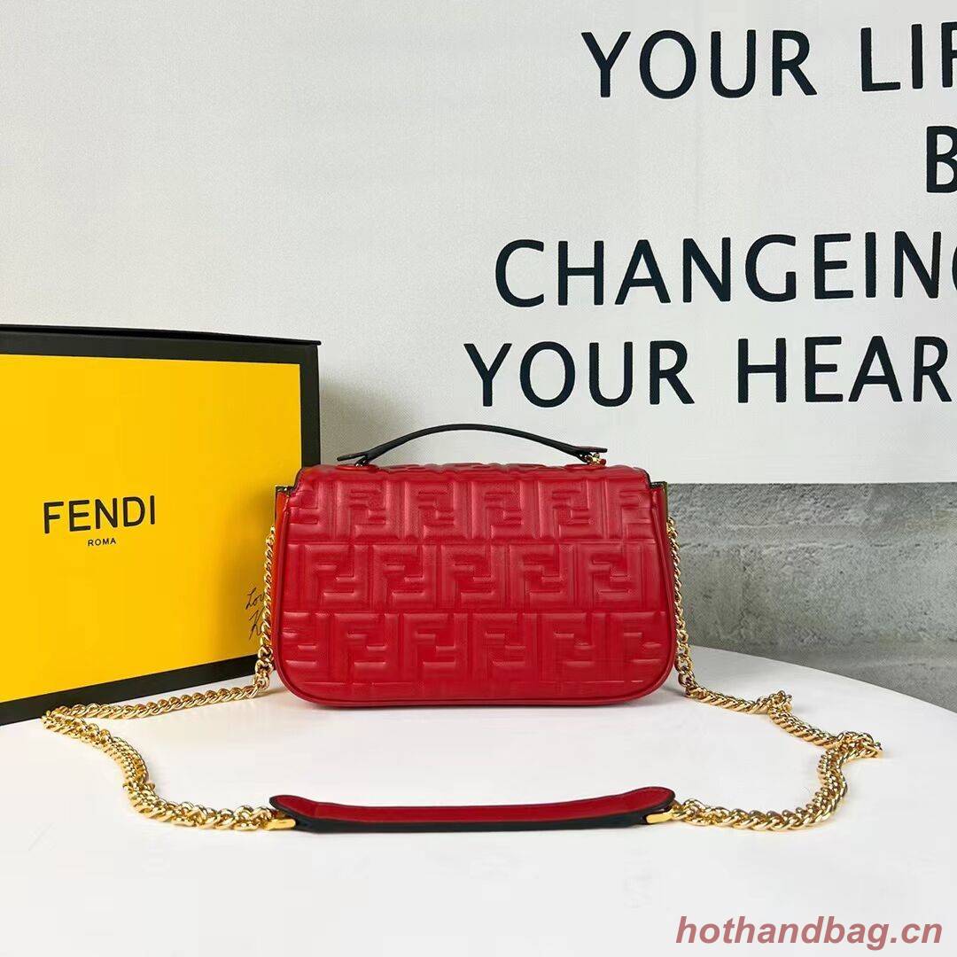 Fendi Baguette nappa leather bag F0881 red