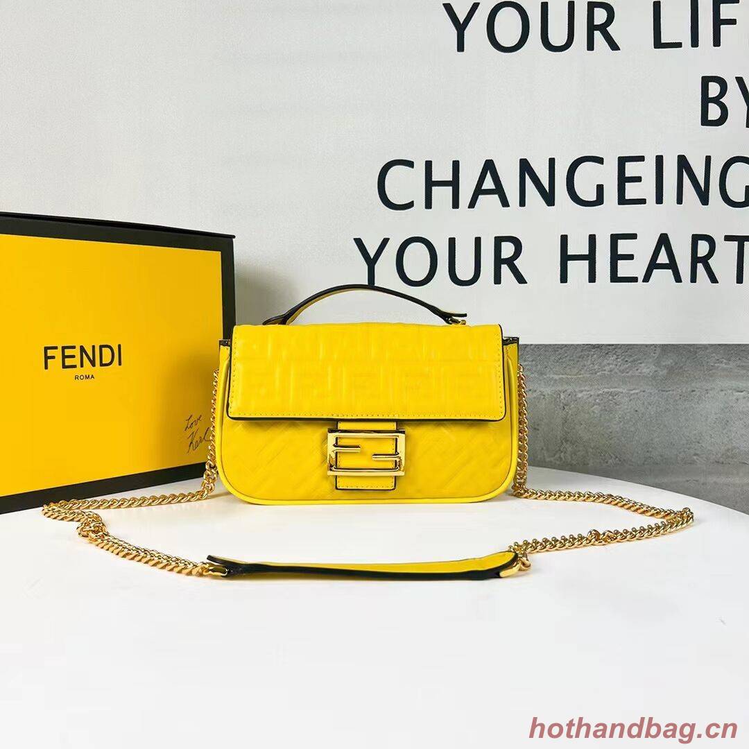 Fendi Baguette nappa leather bag F0881 yellow