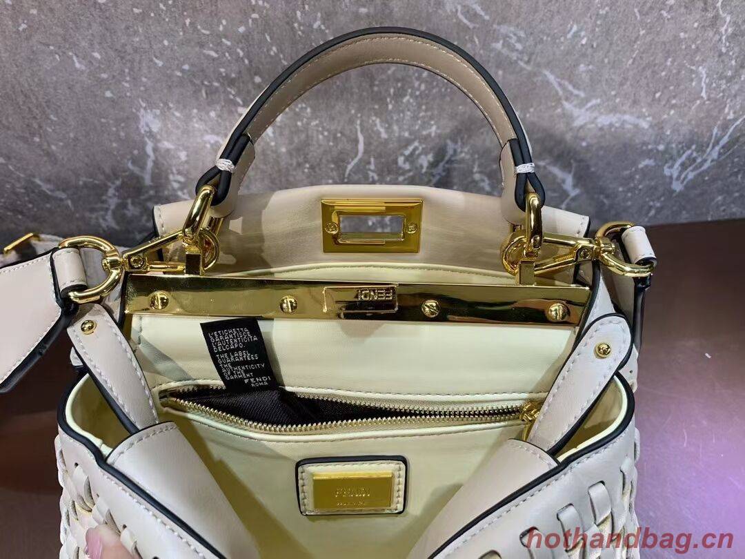 Fendi Peekaboo Mini braided leather bag 8BN244A Beige