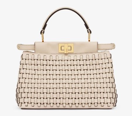 Fendi Peekaboo Mini braided leather bag 8BN244A Beige