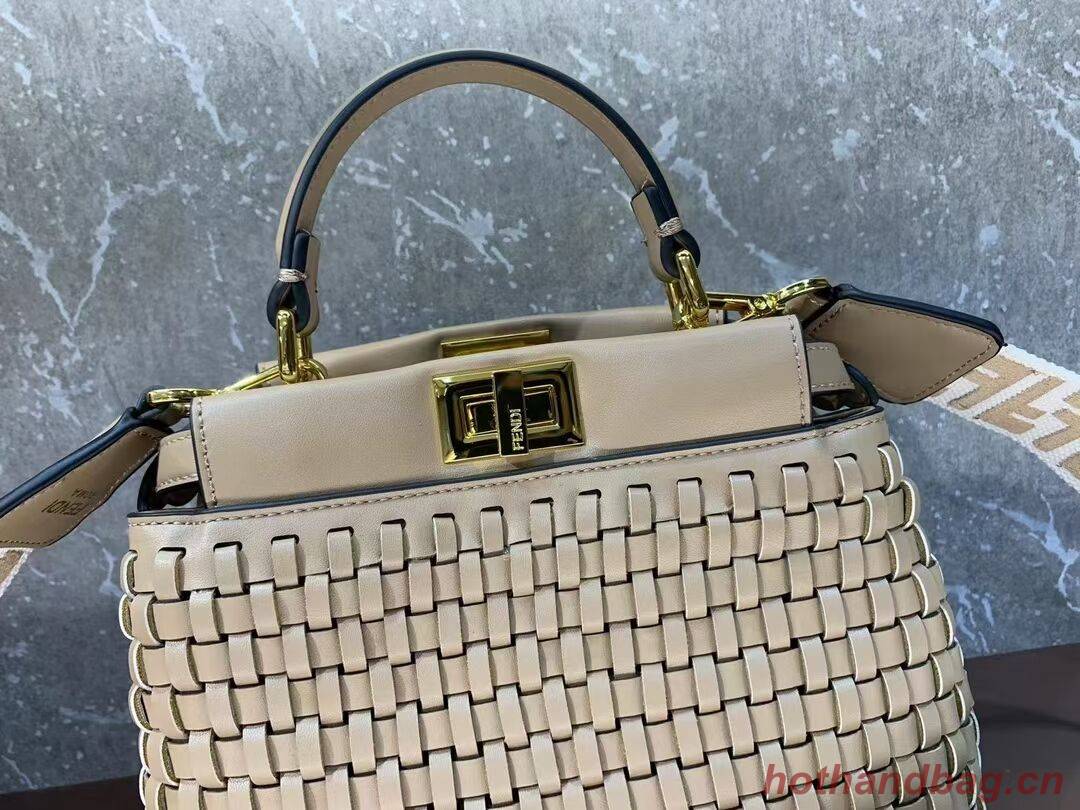 Fendi Peekaboo Mini braided leather bag 8BN244A apricot