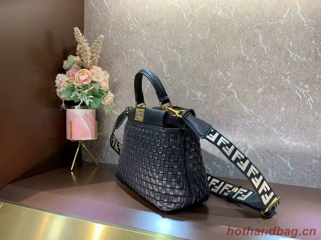 Fendi Peekaboo Mini braided leather bag 8BN244A black