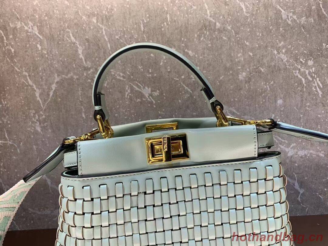 Fendi Peekaboo Mini braided leather bag 8BN244A green