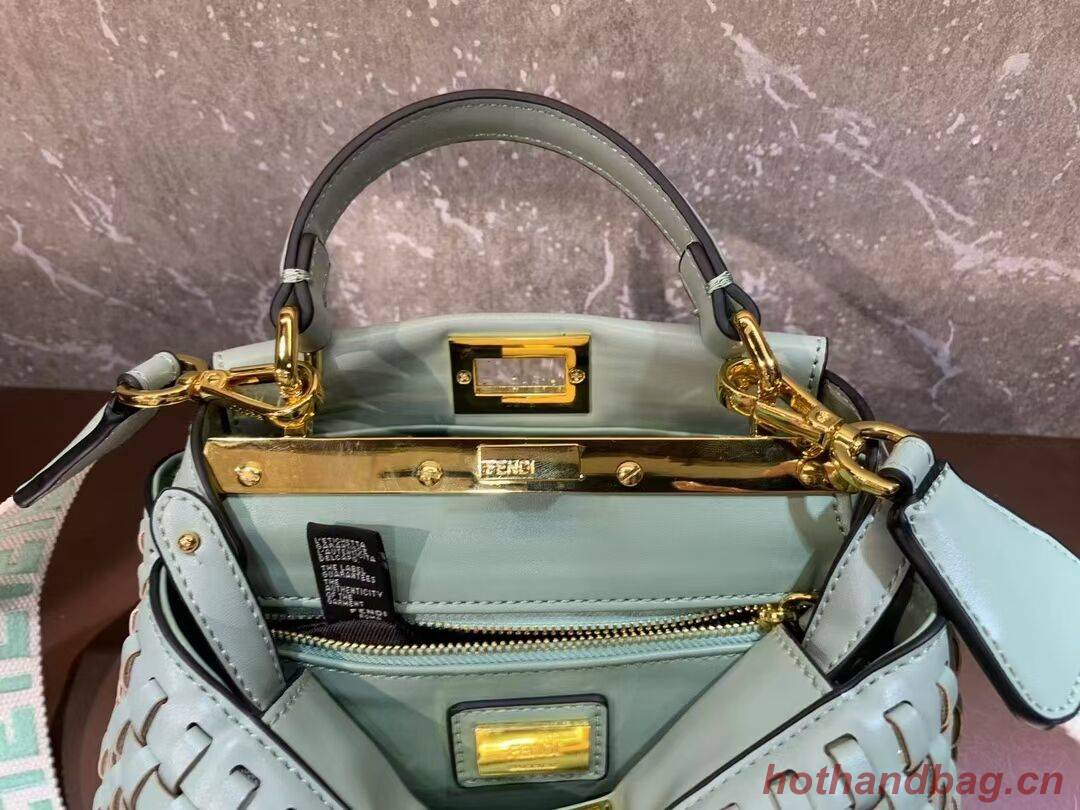 Fendi Peekaboo Mini braided leather bag 8BN244A green