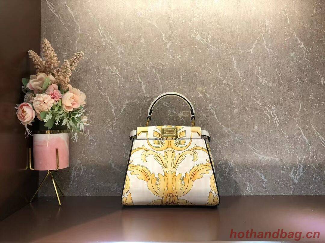 Fendi mini Peekaboo printed silk bag bag F1952 Beige