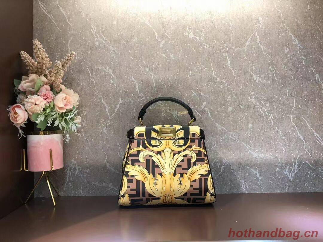 Fendi mini Peekaboo printed silk bag bag F1952 brown