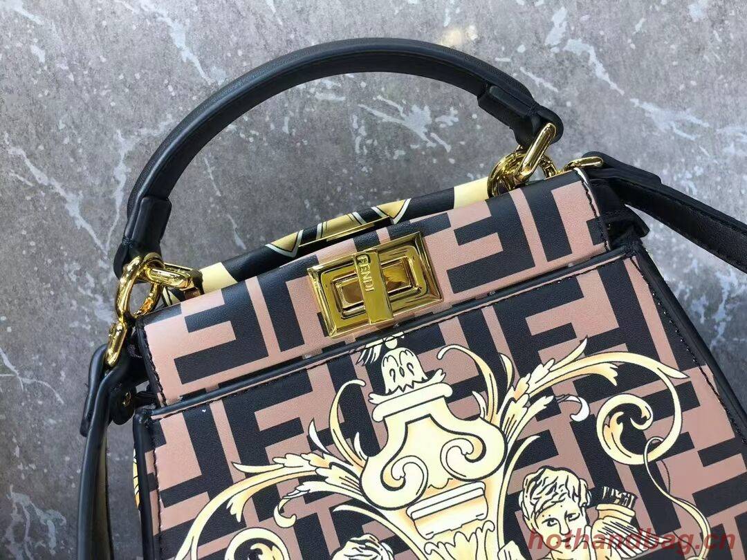 Fendi mini Peekaboo printed silk bag bag F1952 brown