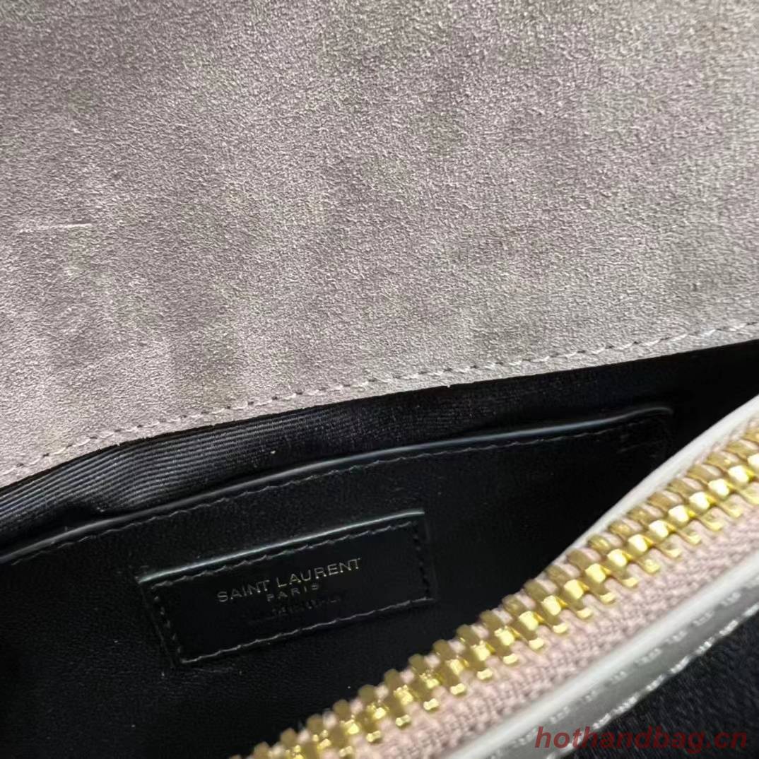 SAINT LAURENT COLLEGE MEDIUM CHAIN BAG IN LIGHT SUEDE WITH FRINGES 5317050 DUSTY GREY