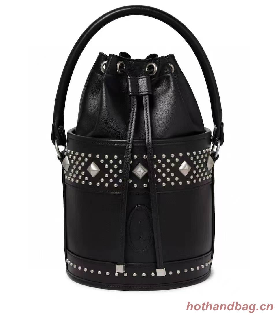 SAINT LAURENT LE MAILLON HOOK BUCKET BAG IN SUPPLE LEATHER Y696333 black 