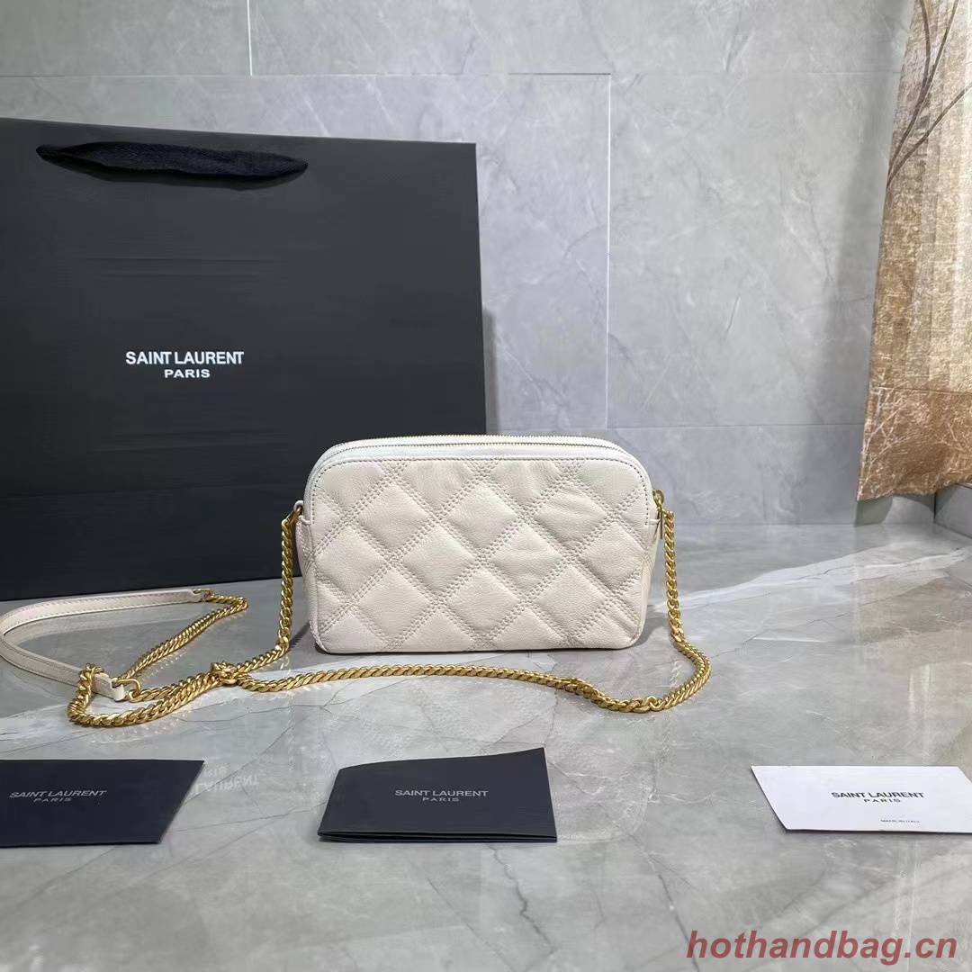 SAINT LAURENT MONOGRAM CHAIN WALLET IN LEATHER 655941 WHITE