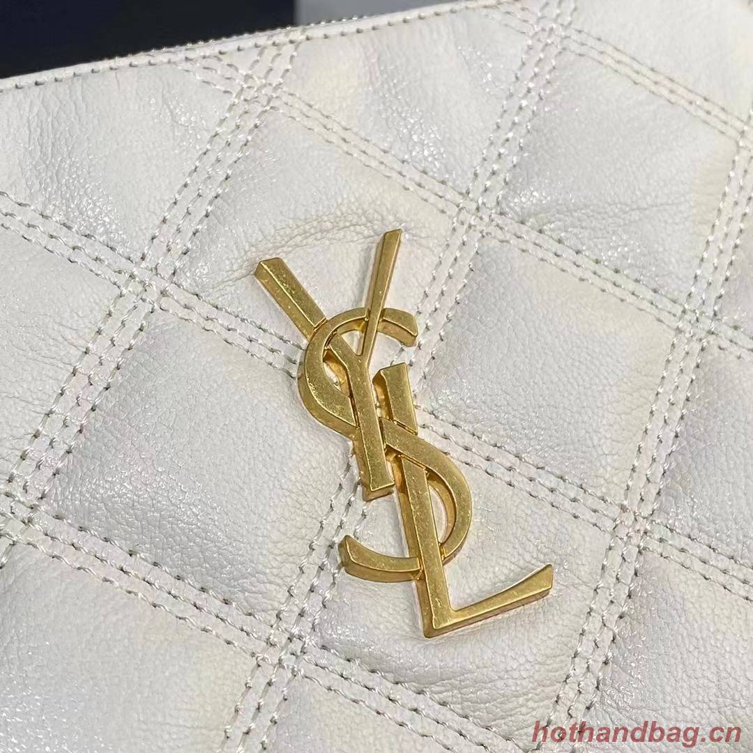 SAINT LAURENT MONOGRAM CHAIN WALLET IN LEATHER 655941 WHITE