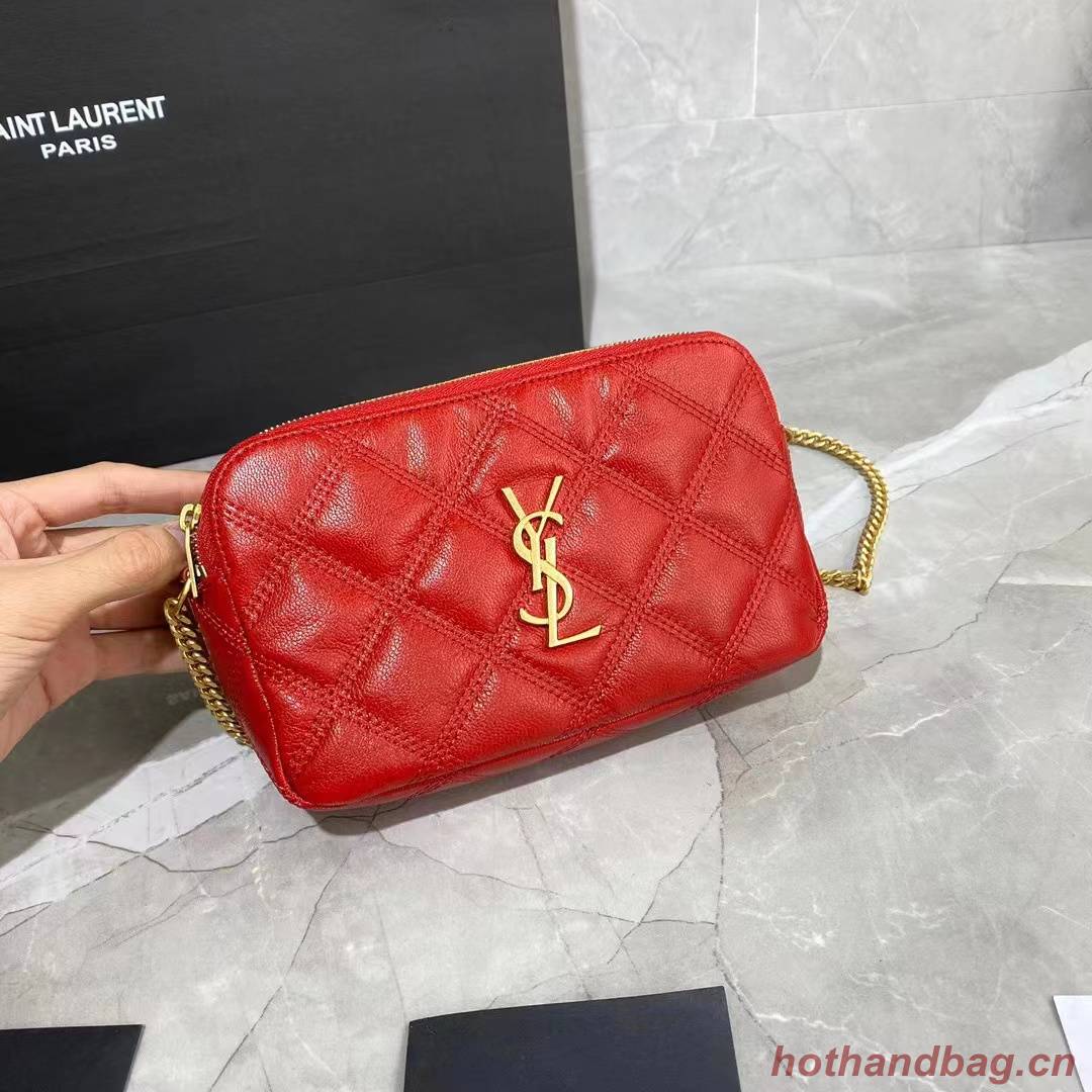 SAINT LAURENT MONOGRAM CHAIN WALLET IN LEATHER 655941 red