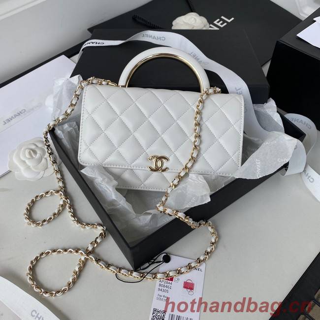 CHANEL WALLET ON CHAIN Lambskin & Gold-Tone Metal AP2844 white 