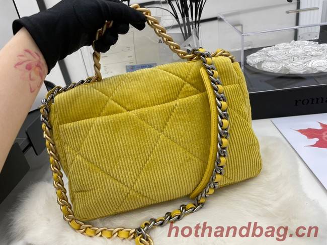 CHANEL 19 HANDBAG Corduroy AS1160 Green