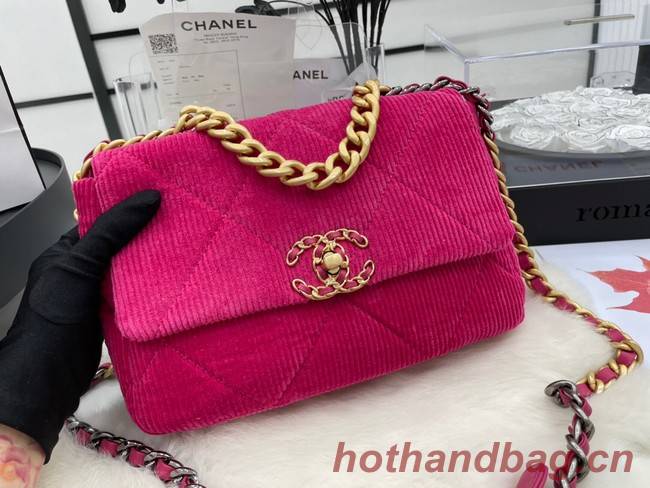 CHANEL 19 HANDBAG Corduroy AS1160&AS1161 Fuchsia