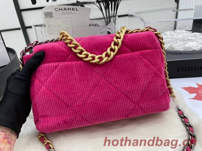 CHANEL 19 HANDBAG Corduroy AS1160&AS1161 Fuchsia