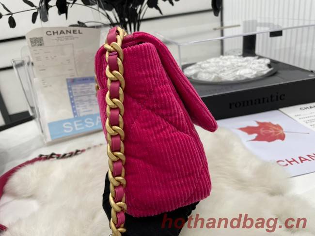 CHANEL 19 HANDBAG Corduroy AS1160&AS1161 Fuchsia