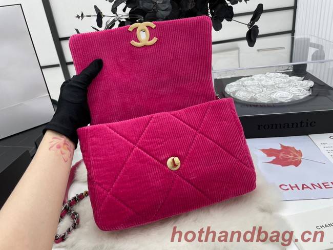 CHANEL 19 HANDBAG Corduroy AS1160&AS1161 Fuchsia