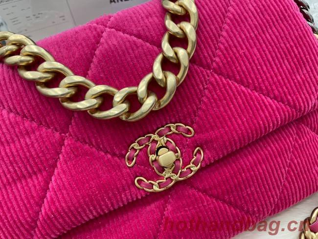 CHANEL 19 HANDBAG Corduroy AS1160&AS1161 Fuchsia