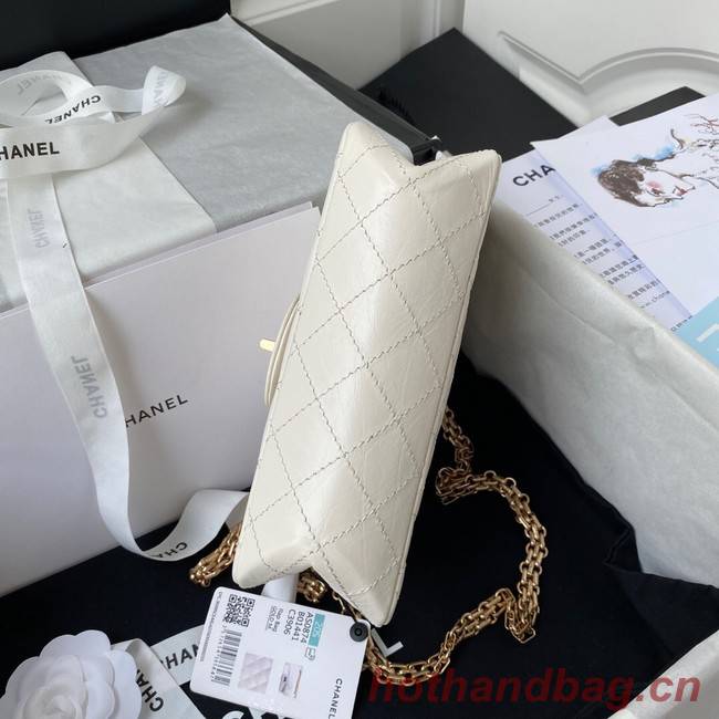 CHANEL CLASSIC WALLET ON CHAIN Calfskin & Gold-Tone Metal AS224 WHITE