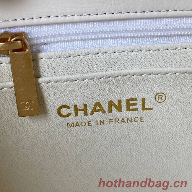 CHANEL CLASSIC WALLET ON CHAIN Calfskin & Gold-Tone Metal AS224 WHITE