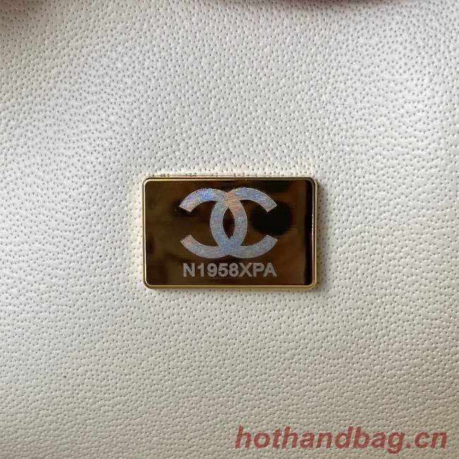 CHANEL CLASSIC WALLET ON CHAIN Calfskin & Gold-Tone Metal AS224 WHITE