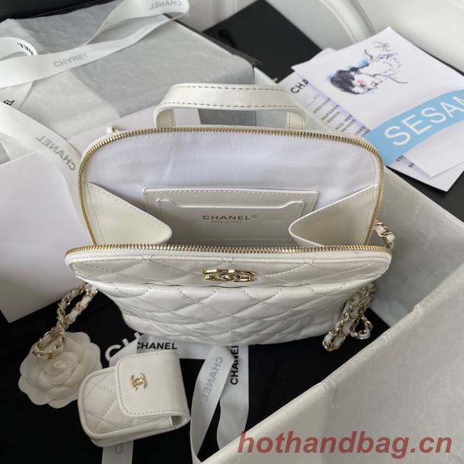 Chanel Lambskin & Gold-Tone Metal Backpack  AS3332 white