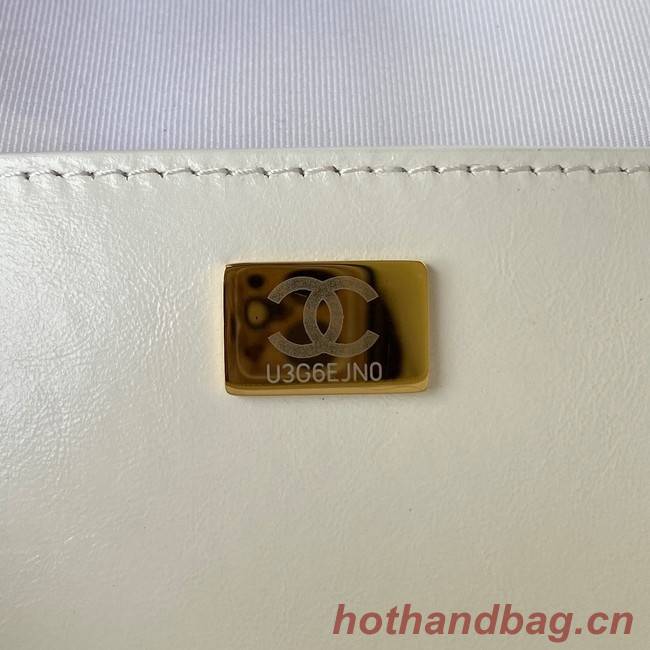 Chanel Lambskin & Gold-Tone Metal Backpack  AS3332 white