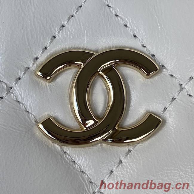 Chanel Lambskin & Gold-Tone Metal Backpack  AS3332 white