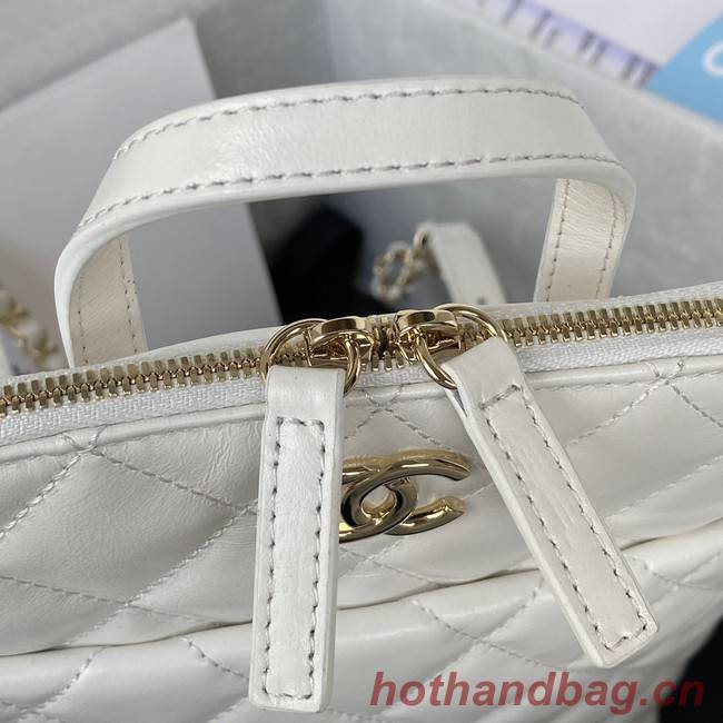 Chanel Lambskin & Gold-Tone Metal Backpack  AS3332 white