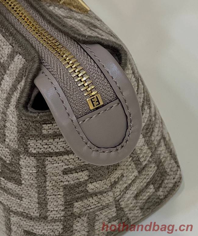 Fendi By The Way Mini Small Boston bag in dove gray tapestry fabric 8BS067A