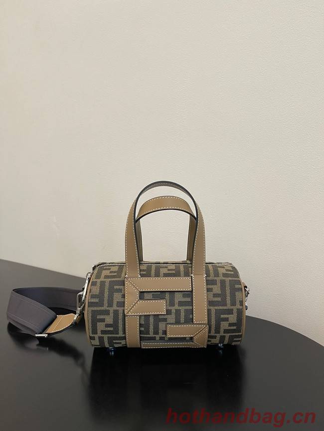 Fendi Small Boston bag in dove gray tapestry fabric 8BS5567A