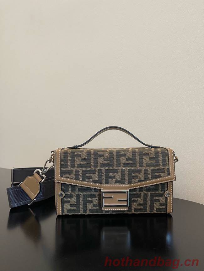 Fendi Small Boston bag in dove gray tapestry fabric 8BS5568A