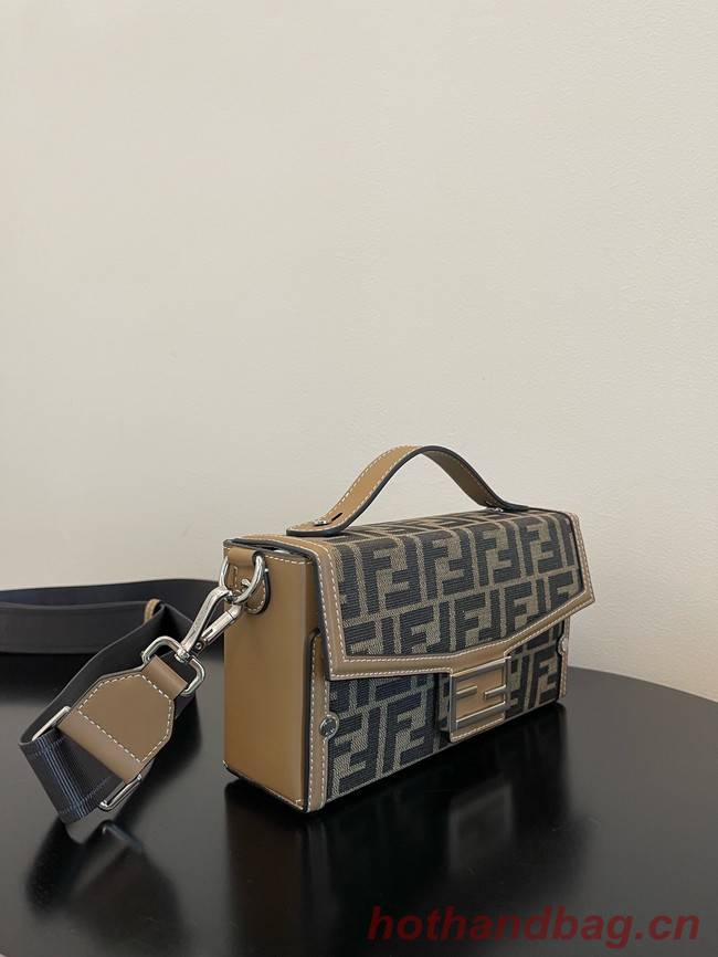 Fendi Small Boston bag in dove gray tapestry fabric 8BS5568A