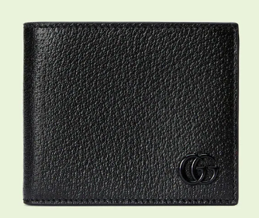 Gucci GG Marmont leather bi-fold wallet 428726 black&Tonal resin hardware