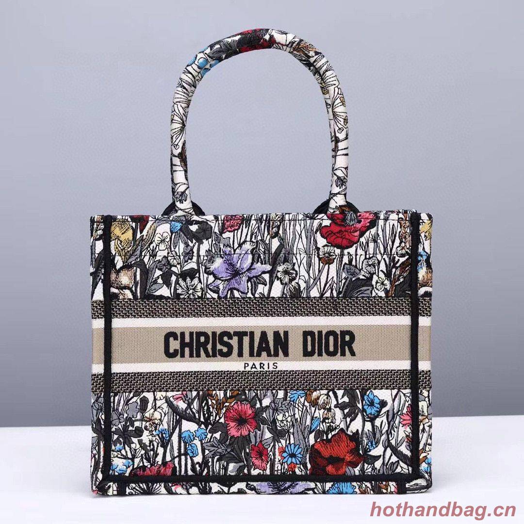 SMALL DIOR BOOK TOTE Multicolor Mille Fleurs Embroidery M1265