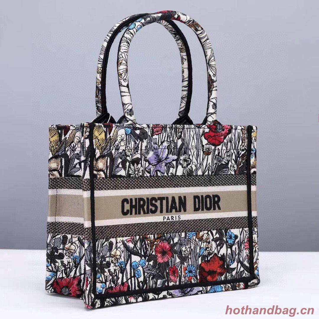 SMALL DIOR BOOK TOTE Multicolor Mille Fleurs Embroidery M1265