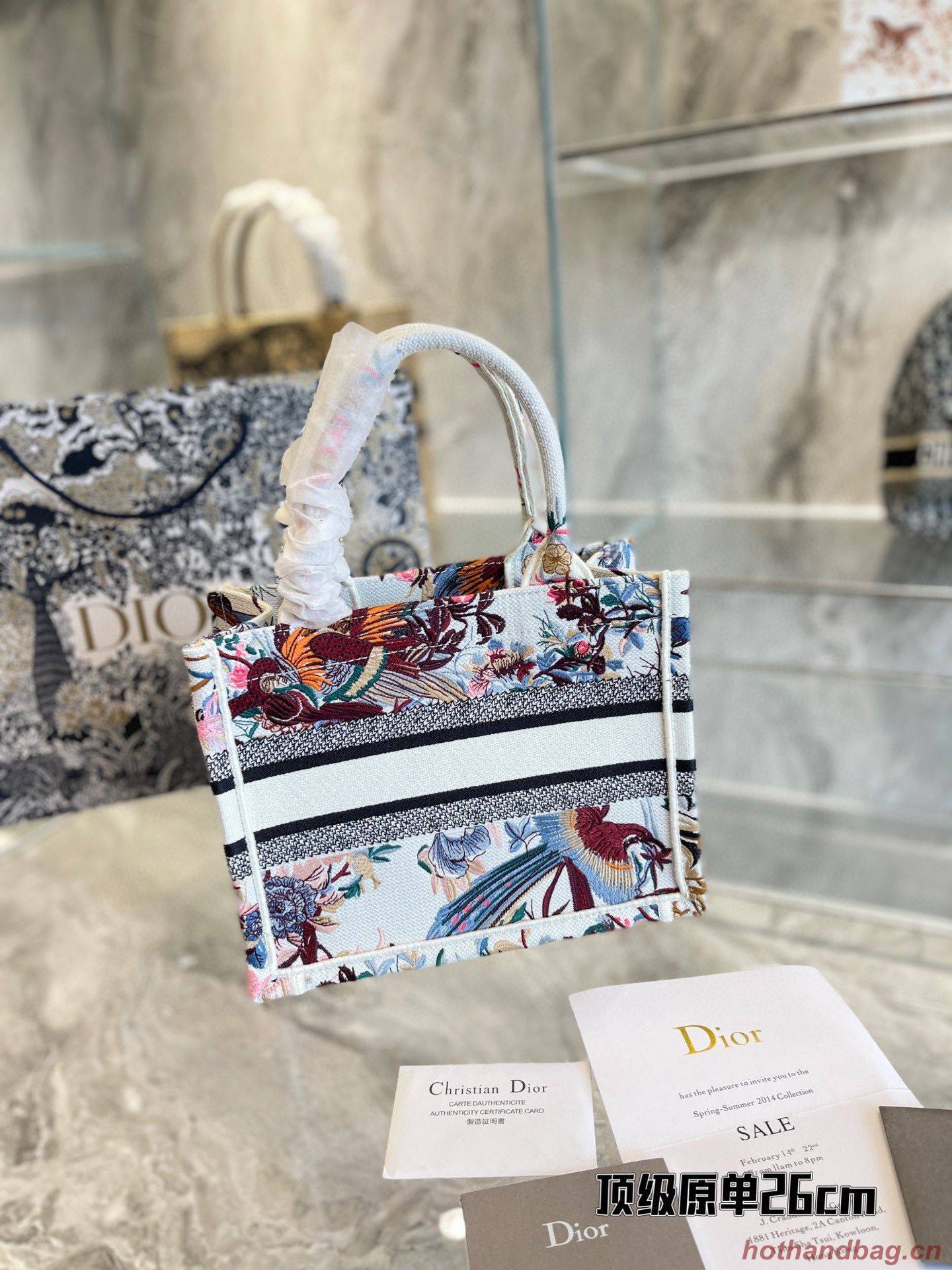 SMALL DIOR BOOK TOTE Multicolor Mille Fleurs Embroidery M1266