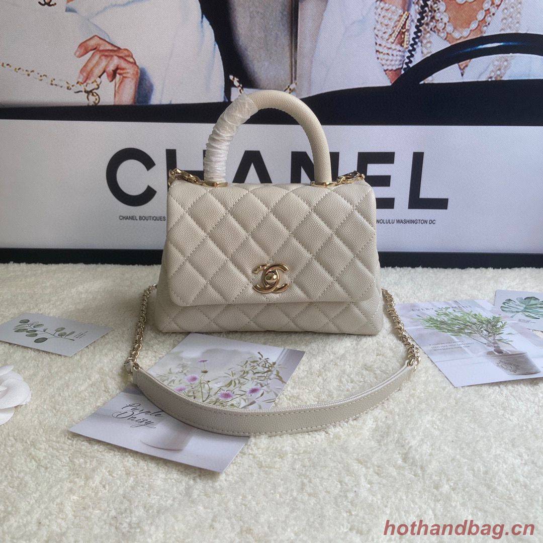 chanel mini flap bag with top handle AS2215 cream