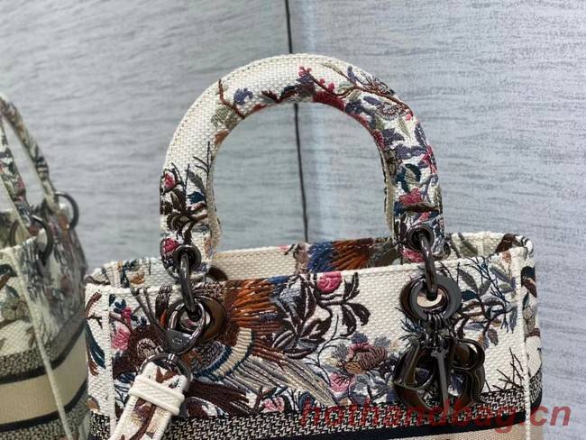 MEDIUM LADY D-LITE BAG Ecru Multicolor Dior Jardin d Hiver Embroidery M0565BRWD