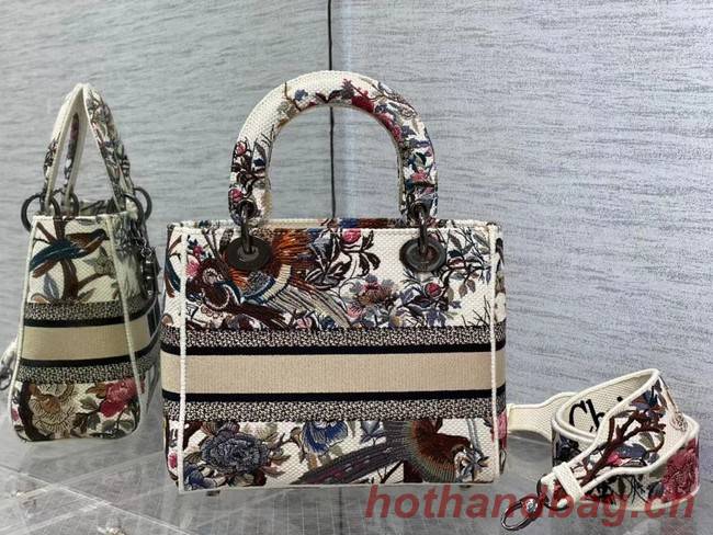 MEDIUM LADY D-LITE BAG Ecru Multicolor Dior Jardin d Hiver Embroidery M0565BRWD