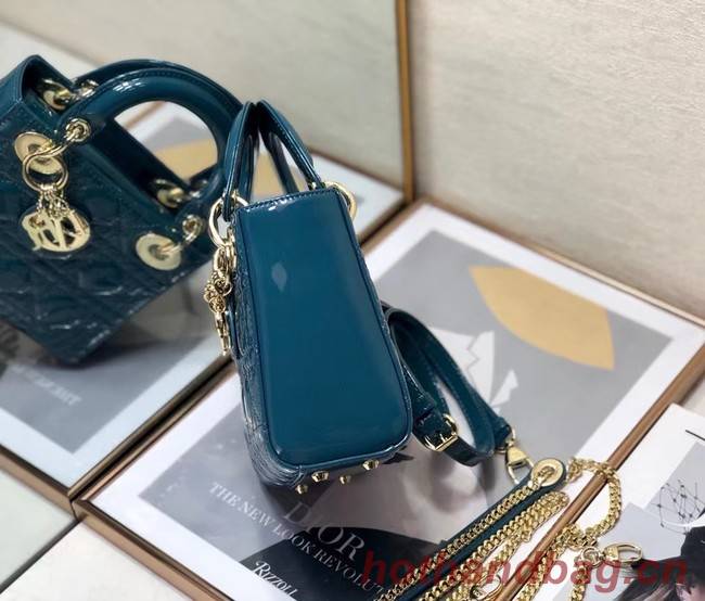 MINI LADY DIOR BAG Patent Cannage Calfskin M0505O Blue