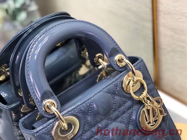 MINI LADY DIOR BAG Patent Cannage Calfskin M0505O Royal Blue