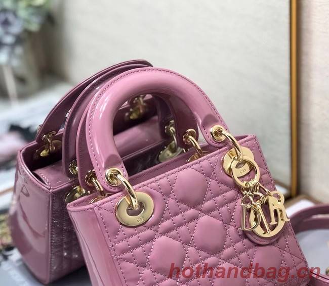 MINI LADY DIOR BAG Patent Cannage Calfskin M0505O pink