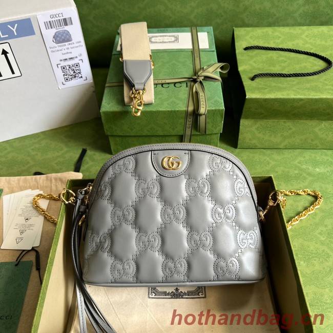 Gucci GG Matelasse leather shoulder bag 702229 Dusty grey